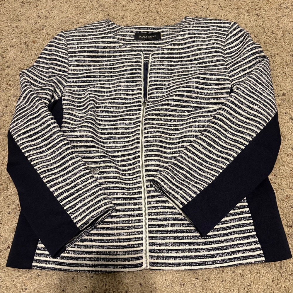 NWOT Ivanka Trump Navy and White Striped Jacket